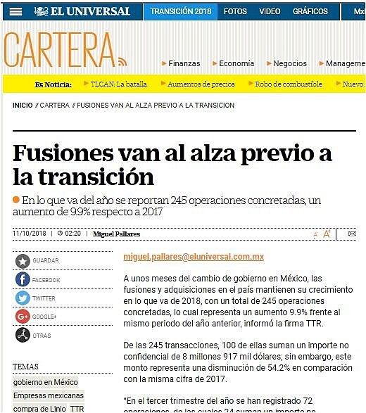 Fusiones van al alza previo a la transicin